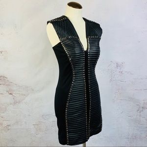 Venus Couture Black Faux Leather Studded Dress sz4